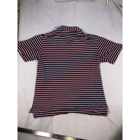 Peter Millar Summer Comfort Golf Polo Shirt Mens L Navy Red Stripe Performance - Picture 7 of 7